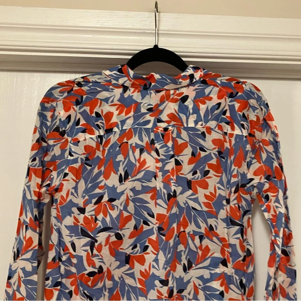 NWT Lauren Ralph Lauren Women’s Small Button Down Floral Shirt Blouse Red Blue - Picture 6 of 10